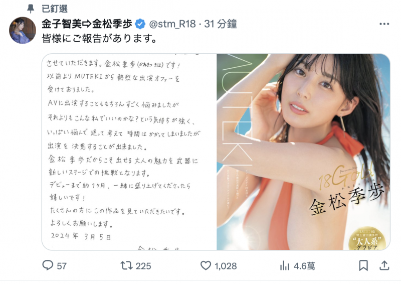 Muteki情报解禁！来拍AV的艺能人就是她、性感象征「金松季歩(金子智美)」！