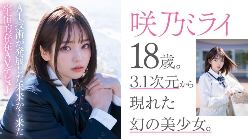 咲乃ミライ(咲乃未来)出道作品AIAV-001发布!18岁还是个处女!3.1次元的最强新人现身!