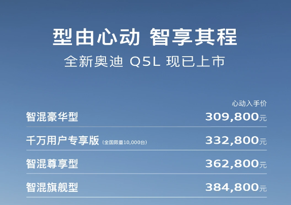 全新奥迪Q5L上市 搭载华为乾崑智驾系统 30.98万起售 全新奥迪Q5L上市 搭载华为乾崑智驾系统 30.98万起售