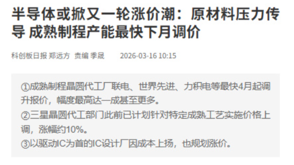 半导体或掀又一轮涨价潮 成熟制程产能最快下月调价 半导体或掀又一轮涨价潮 成熟制程产能最快下月调价