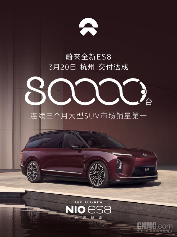 蔚来全新ES8完成第80000台新车交付 耗时不到六个月 蔚来全新ES8完成第80000台新车交付 耗时不到六个月